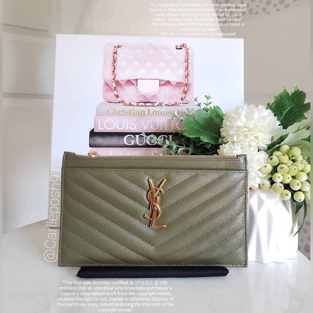 Authentic Pre-owned Yves Saint Laurent Grain De Poudre Bill Pouch Clutch - Picture 2 of 13